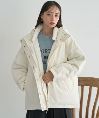 earth music&ecology フーデットパファーコート