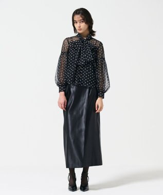 GRACE CONTINENTAL チュールドットボウタイブラウス ブラック