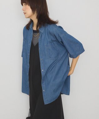 AMERICAN HOLIC Ｗポケット半袖デニムシャツ Indigo