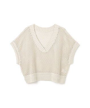 GRACE CONTINENTAL メッシュVネックニットトップ キナリ
