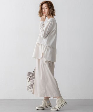 23区 L 【撥水加工/洗える】ブライトタフタ ドロスト スカート ベージュ系