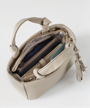 Atelier nuu 日本製 タッセルレザー loop ミニボストン グレージュ