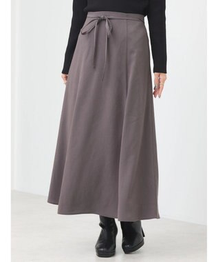 earth music&ecology リボンフレアスカート Charcoal Gray