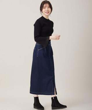 ANY SIS S 【洗える】ストレッチライトデニム スカート インディゴ