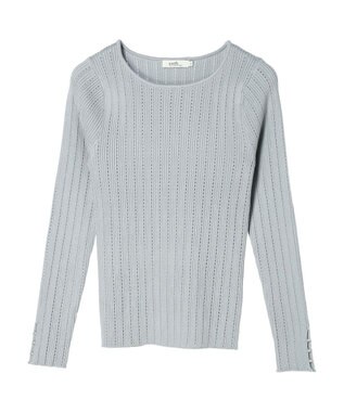 earth music&ecology ランダムリブパールニットプルオーバー Sax