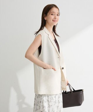 Green Parks メッシュフレンチスリーブジレ Ivory