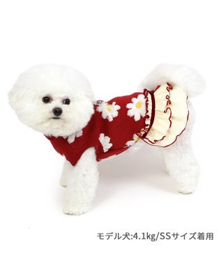 PET PARADISE ディズニー ミニー ニットスカート《花柄》小型犬 赤
