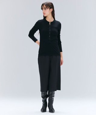 BEIGE， 【洗える・GISELe 10月号掲載】FORD / ウール配色メローヘンリーネックカットソー Black