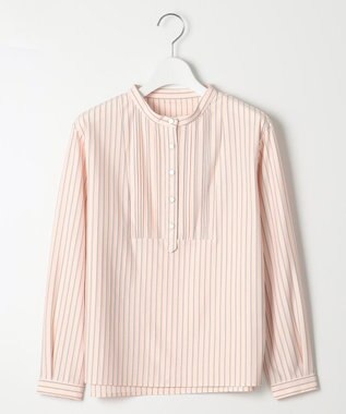 J.PRESS LADIES ストライプジャージー ピンタック カットソー ピンクベース系