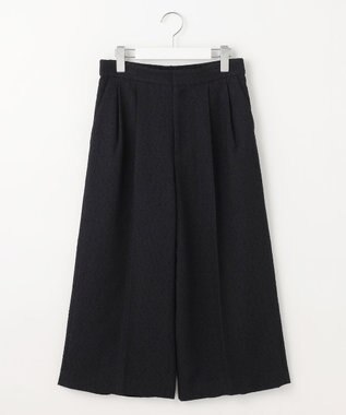 自由区 L 【17号サイズまで展開・SHIHOさん着用】ブライトリングツイード2タッククロップド パンツ ネイビー