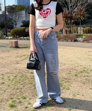 WEGO ダメージレギュラーデニム デニム淡色