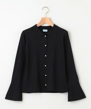 組曲 L フレアスリーブニットポロ ブラック系