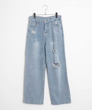 WEGO ダメージレギュラーデニム デニム淡色