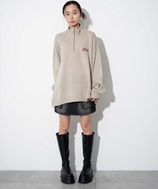 WEGO 【ユニセックス着用ITEM】ワンポイントハーフジッププルオーバー オフホワイト