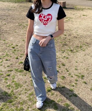 WEGO ダメージレギュラーデニム デニム淡色