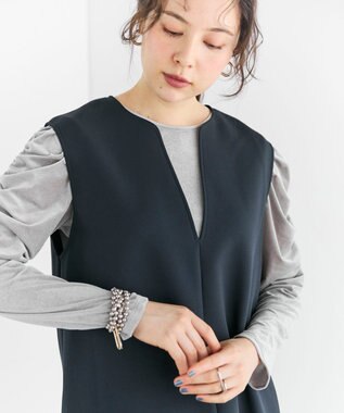 #Newans 【洗濯機可】キーネックジャンパースカート ネイビー