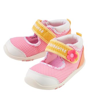 MIKI HOUSE HOT BISCUITS 【14-15.5cm】 ワンストラップ風 ダブルラッセル セカンドベビーシューズ マルチカラー