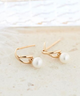 Phoebe 【K10】クロッシングパールピアス ゴールド