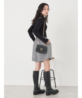 earth music&ecology レースドッキングリブニット Black