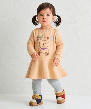 MIKI HOUSE HOT BISCUITS 【80-110cm】【NEW Color Series】裏毛パイル素材 フレアワンピース