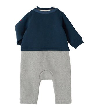 MIKI HOUSE HOT BISCUITS 【70-80cm】カーディガン重ね着風 カバーオール 紺