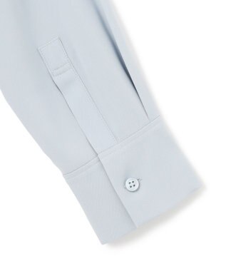 ICB L 【UVケア・速乾・洗える】BackSatinAmunzen バンドカラーブラウス サックスブルー系