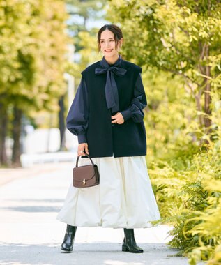 #Newans バックペプラムダブルフェイスジレ ネイビー