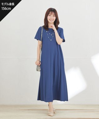 Tiaclasse L 【おのののかさん着用】冷凛(ひやりん)カノコAラインフレアワンピース ブルー