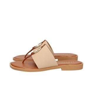 INTER-CHAUSSURES 【ITALIAN SHOEMAKERS】メタルモチーフトングサンダル ライトベージュ雑材