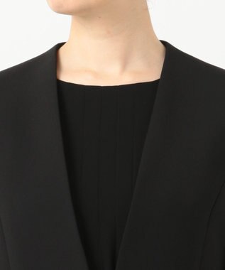 組曲 NOIR 【洗える】ウォッシャブルストレッチバックサテン ジャケット＋ワンピース ブラック系