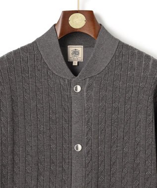 J.PRESS MEN 羽織るだけで整う大人の品格【ストレッチ / イージーケア】【FLEX YARN】ケーブルニット ブルゾンライク カーディガン グレー系