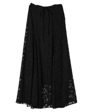 Green Parks シアージャガード花柄ボリュームスカート Black