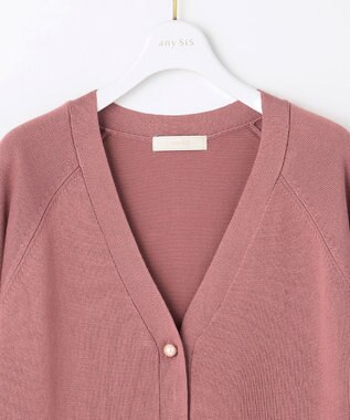 ANY SIS 【洗える】Vネックミディ カーディガン プラムピンク