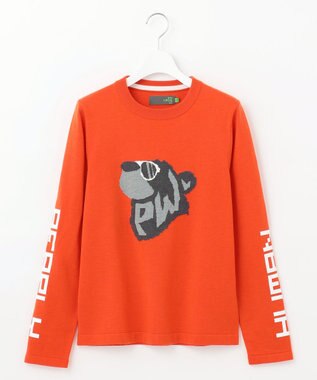  【WOMEN】【洗える】ベアフェイスモチーフ クルーネック ニット