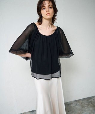 GRACE CONTINENTAL レイヤードチュールトップ ブラック