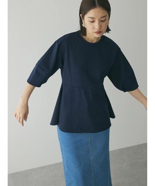Green Parks armonia. ペプラム切替トップス Navy