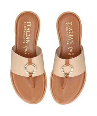 INTER-CHAUSSURES 【ITALIAN SHOEMAKERS】メタルモチーフトングサンダル ライトベージュ雑材
