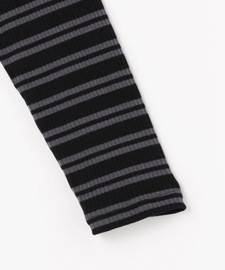 J.PRESS LADIES カシミヤシルク シアーリブ ボーダー タートル カットソー ブラックベース系