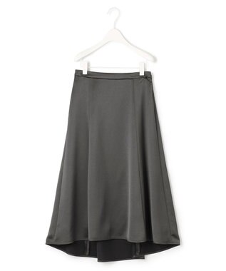 ICB 【洗える】 ヴィンテージヘビーサテン スカート チャコール系