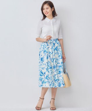 組曲 S スプレーローズプリント フレアスカート ブルーグラデーション系5