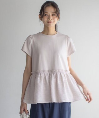 組曲 S 華感フレア カットソー スモーキーピンク系