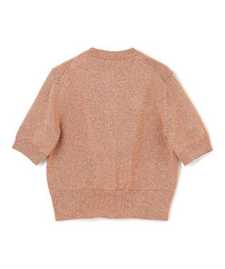 BEIGE， 【洗える】VANDA / ラメ入りクルーネック半袖カーディガン Dark Nude