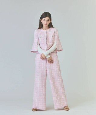 GRACE CONTINENTAL チェックツイードサロペット ピンク