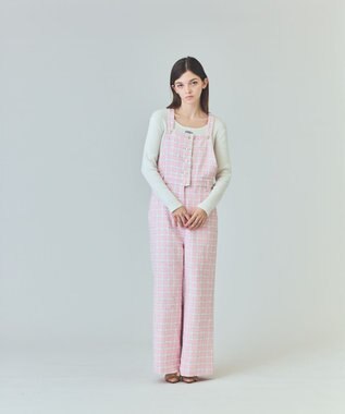 GRACE CONTINENTAL チェックツイードサロペット ピンク