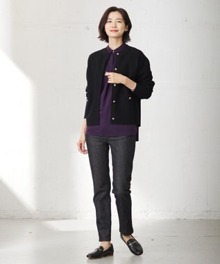 J.PRESS LADIES 【洗える】VIS/PE ROME ニット カーディガン ブラック系