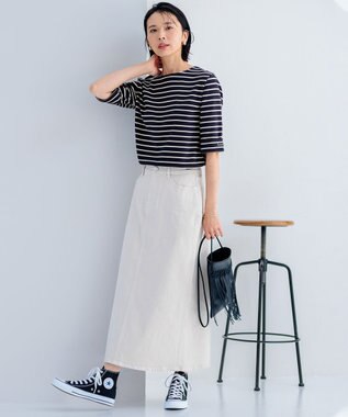 23区 S 【Oggi4月号掲載/一部店舗限定】Armor-lux 5分袖 ボーダー カットソー ブラックxベージュボーダー