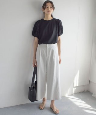 組曲 S 華感コンビネーションスリーブ カットソー ブラック系