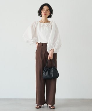 russet レザー巾着4WAYショルダーバッグ(CE-1454) Black