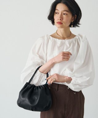 russet レザー巾着4WAYショルダーバッグ(CE-1454) Black