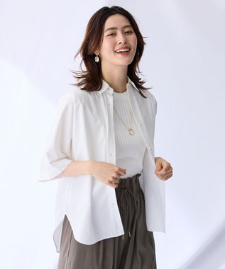 ANY 【接触冷感/UVカット/抗菌防臭/速乾】エニィファンクション半袖シャツブラウス ホワイト